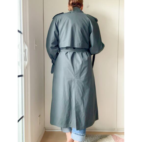 Vintage Womens Trench Coat Size 8  Grey Lined Classic Style Midi Classic - Picture 11 of 16
